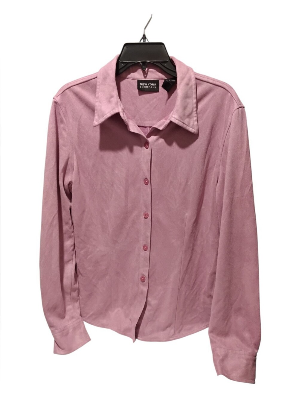 New York & Co Pink Button Down Long Sleeve Shirt - L